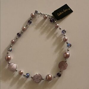 Cookie Lee choker necklace genuine crystal & cat’s eye